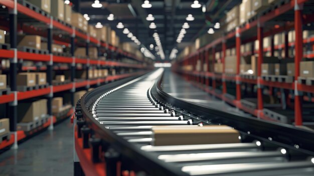 conveyor belt warehouse transporting boxes products sorting distribution illustrating efficiency automated logistics systems 1162141 13965