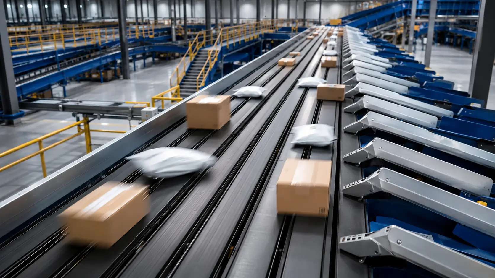 Narrow-band sorting machine for parcel handling