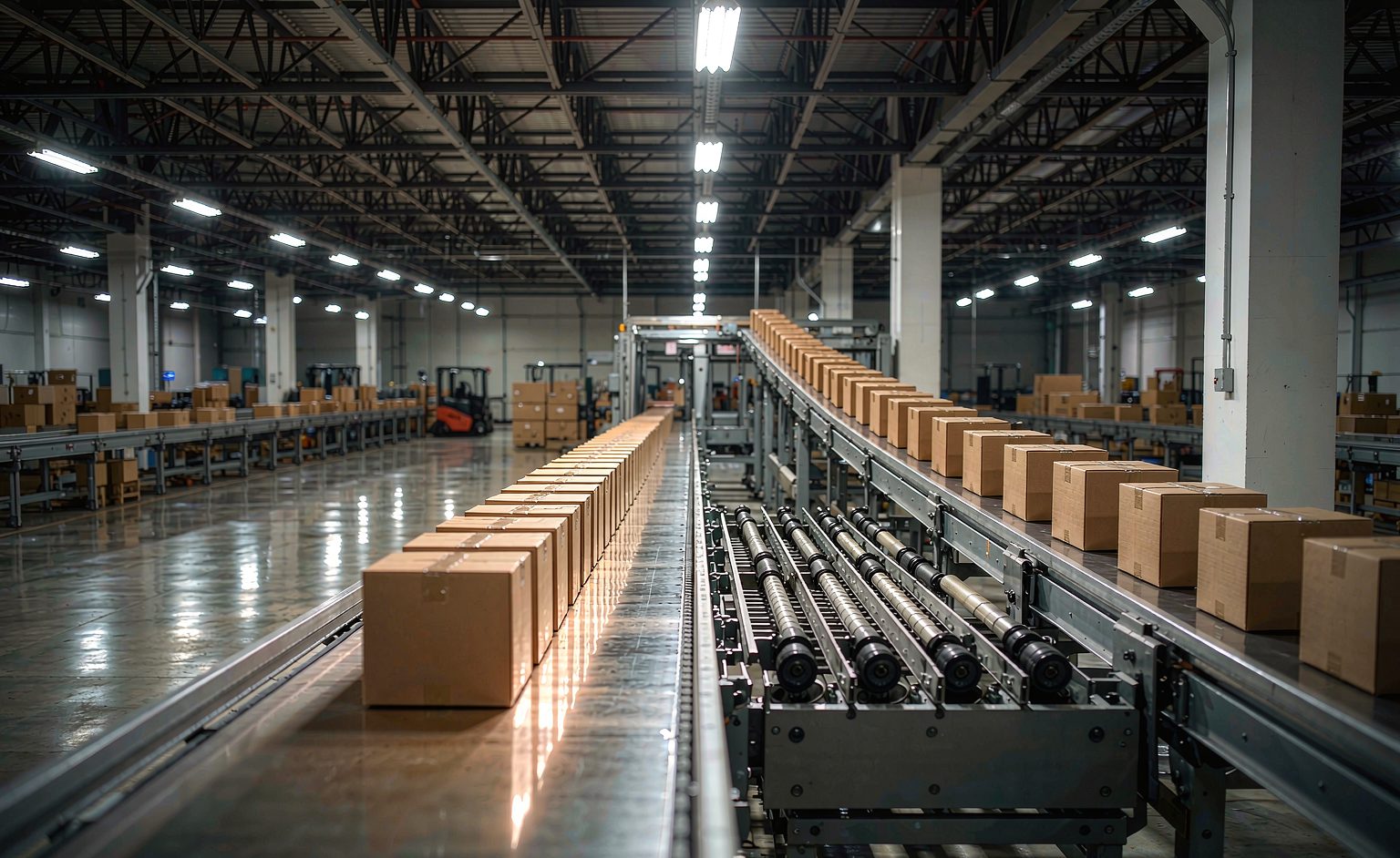Parcel singulator separating merged parcels into a single-file stream in a logistics hub